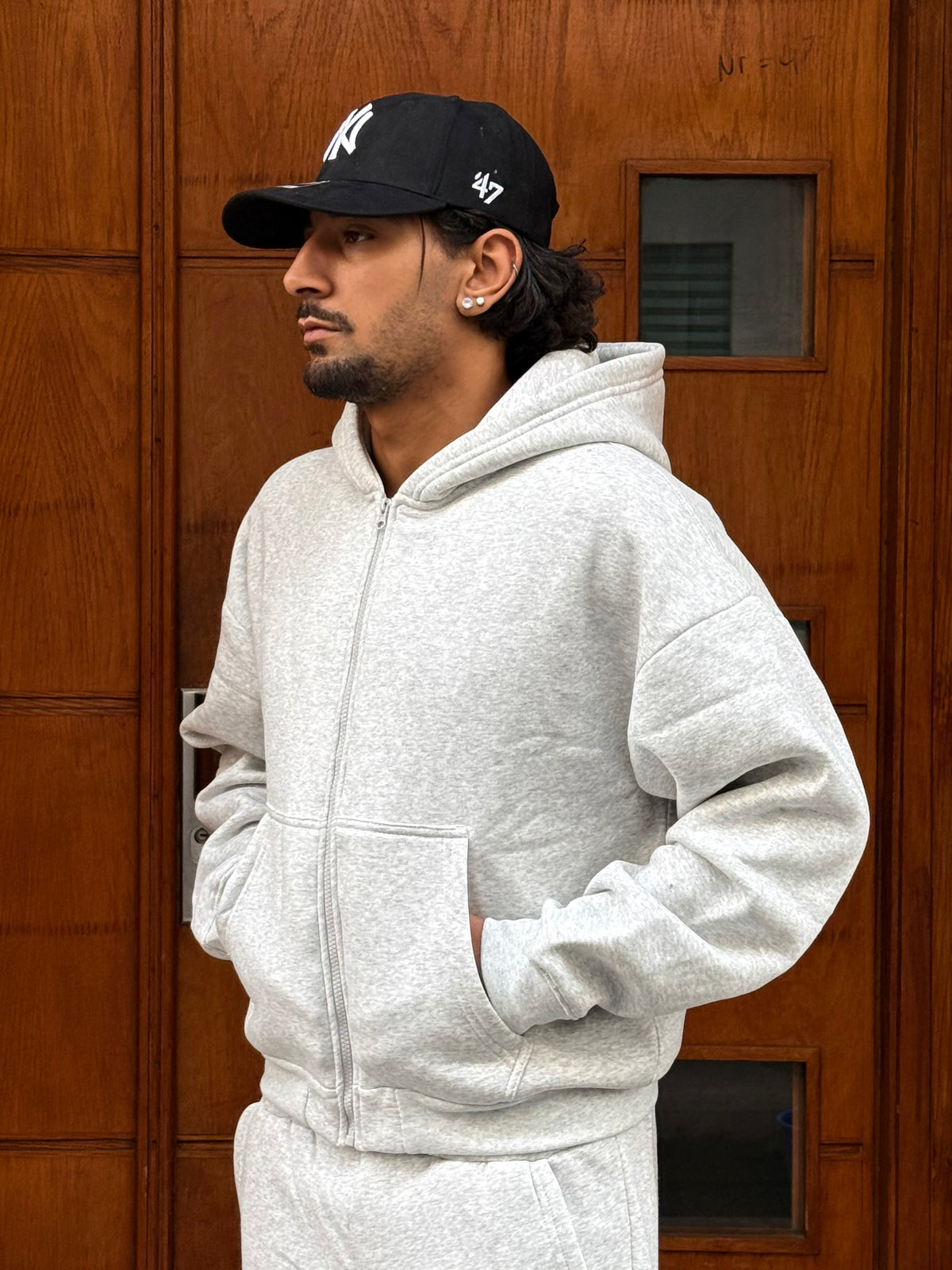 HOODIES CROP ZIP BASIC GREY OVX