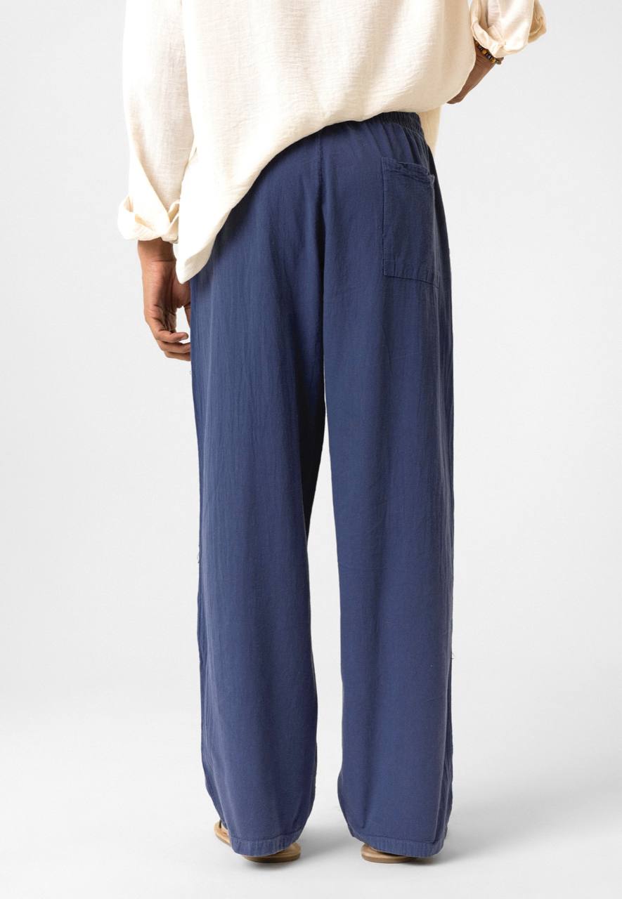 LINEN PANTS DARK BLUE J&J Y145