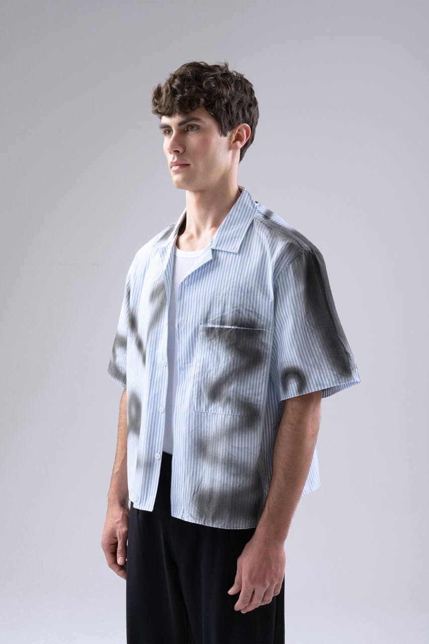 CHEMISE CROPPED BLEU