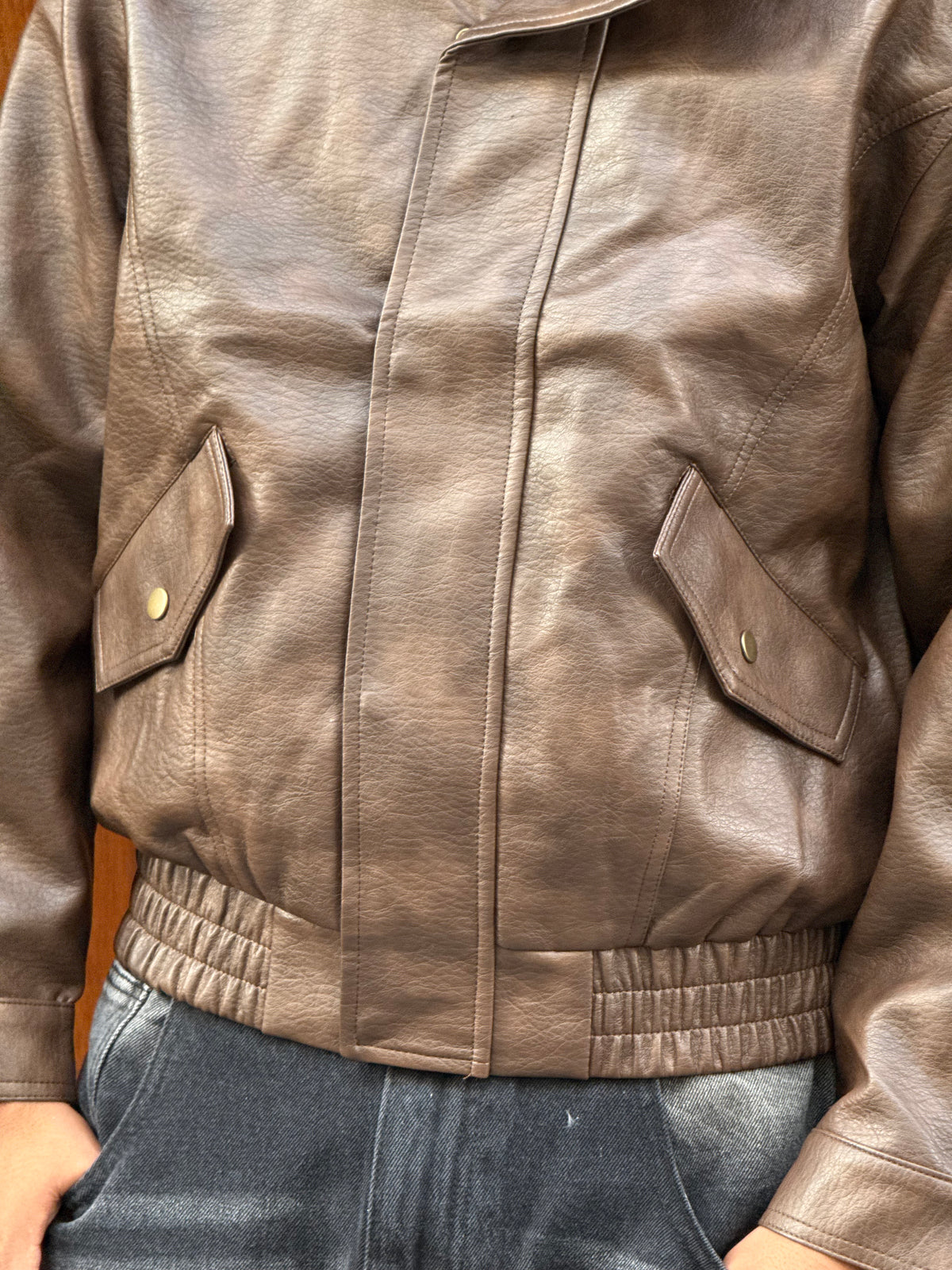 FAUX LEATHER CROPPED BROWN CN