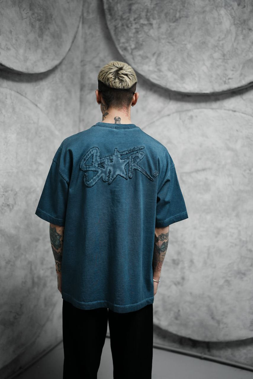 T-SHIRT PZ WASHED STAR BLEU