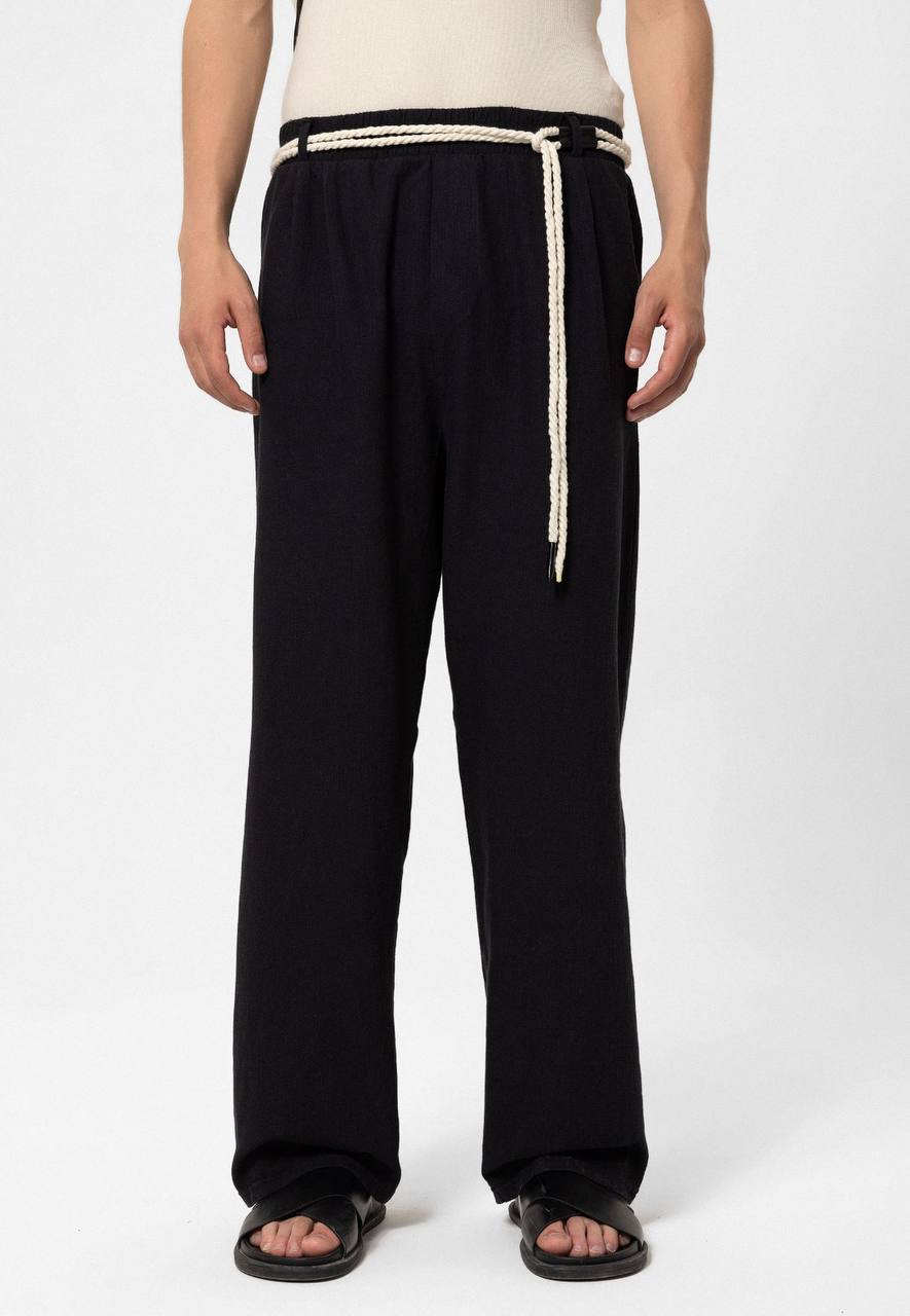 PANTALON LIN OVERSIZE BLACK 40-460
