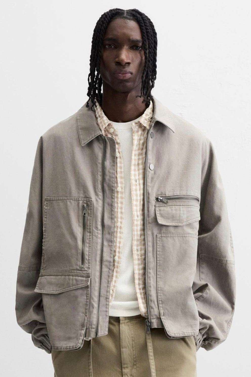 JACKET WITH POCKETS GRIS ZARA