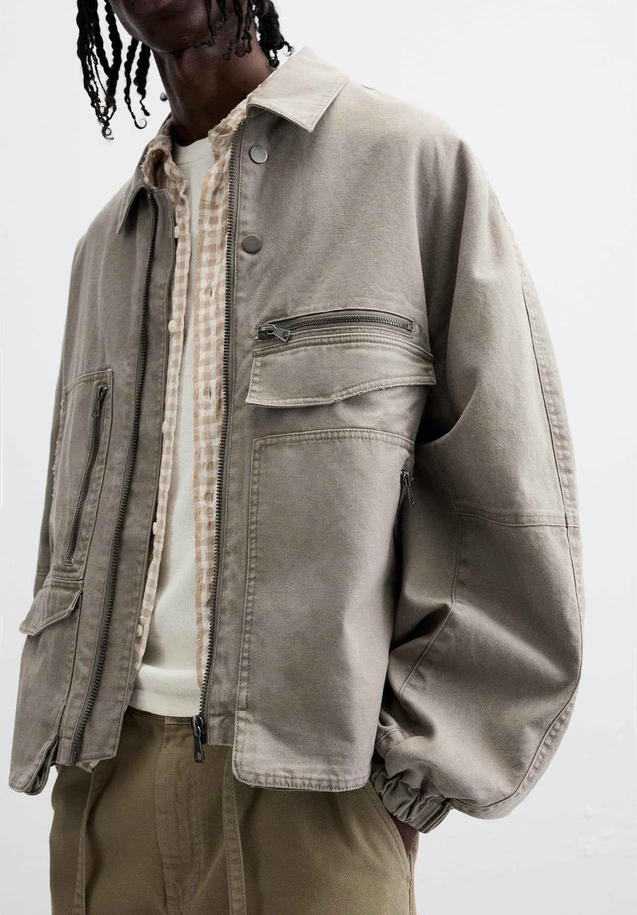 JACKET WITH POCKETS GRIS ZARA
