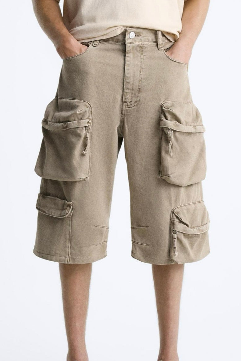 CARGO POCKET DENIM BERMUDA SHORTS ZARA