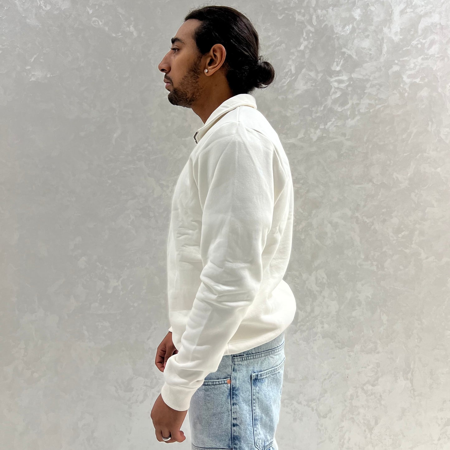PULL À COL ZIP BLANC
