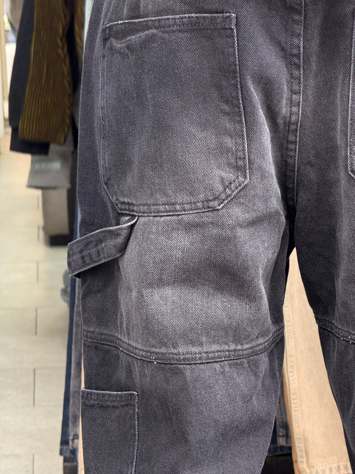 CARGO JEANS FLARE NOIR