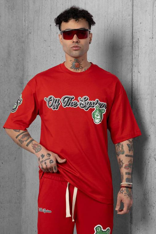 ENSEMBLE OVERSIZE OFF THE SYSTEM ROUGE