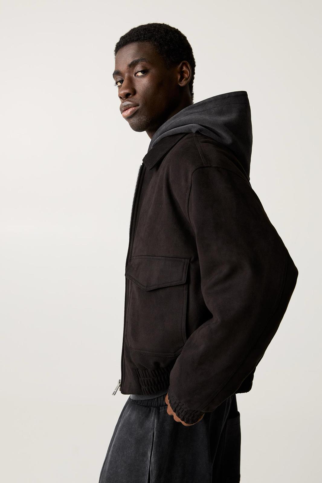 CROPPED FAUX SUEDE JACKET P&B