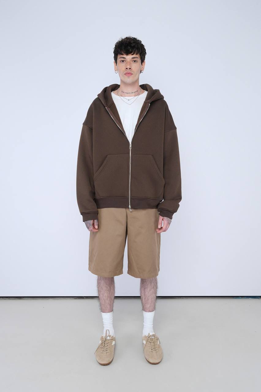 HOODIES ZIP OVERSIZE BROWN