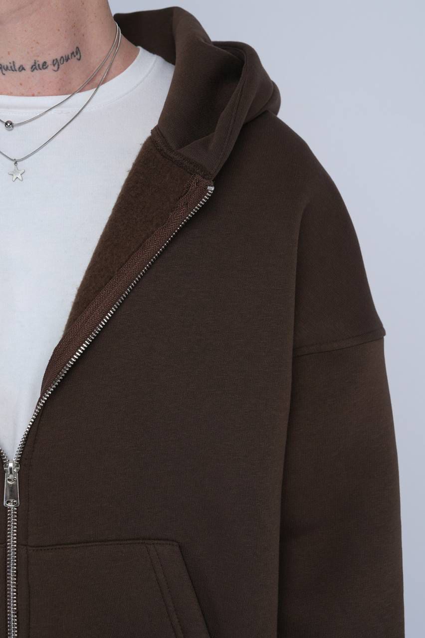 HOODIES ZIP OVERSIZE BROWN