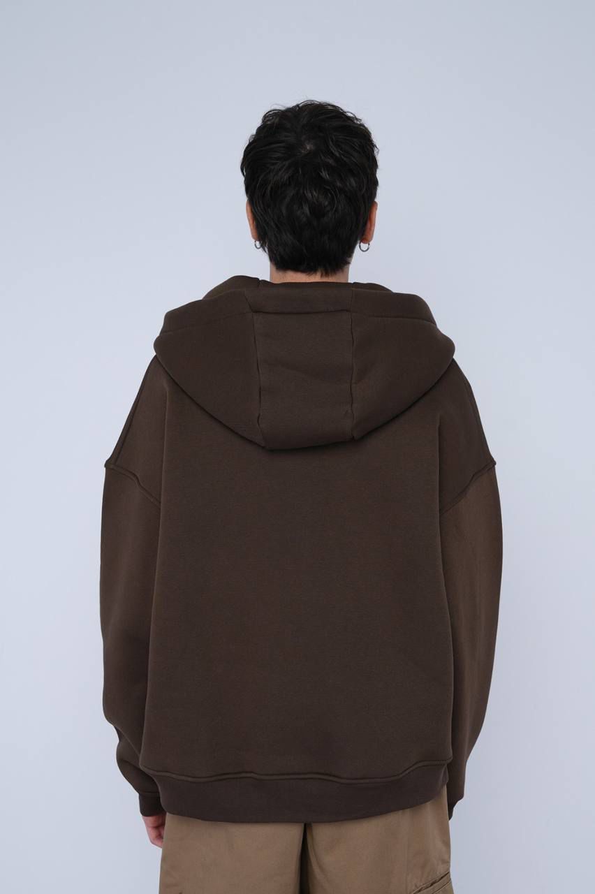 HOODIES ZIP OVERSIZE BROWN