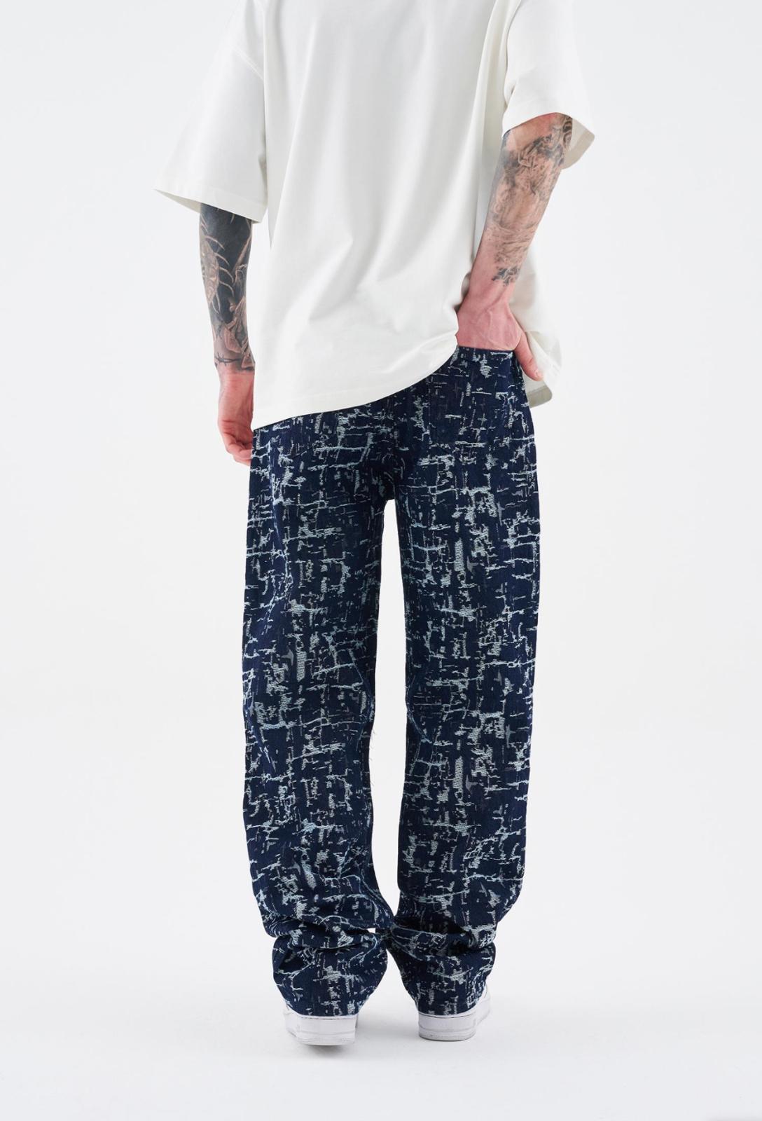 PATTERNED ANDTEXTURED JEAN BLUE M16029