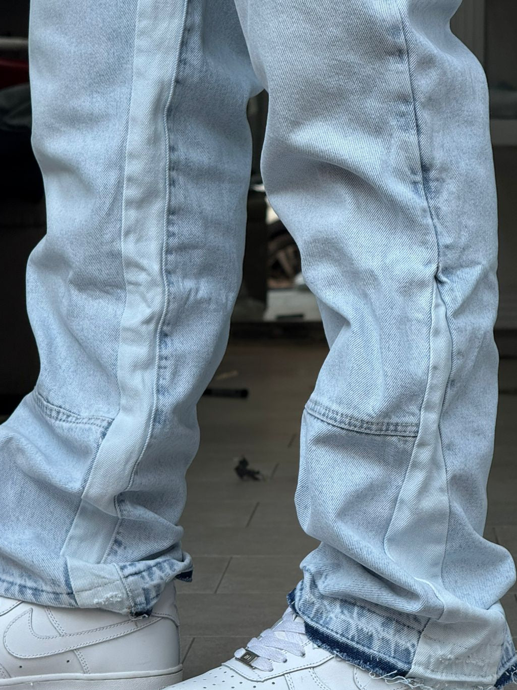 JEANS FLARE BANDE BLANC DELAVE
