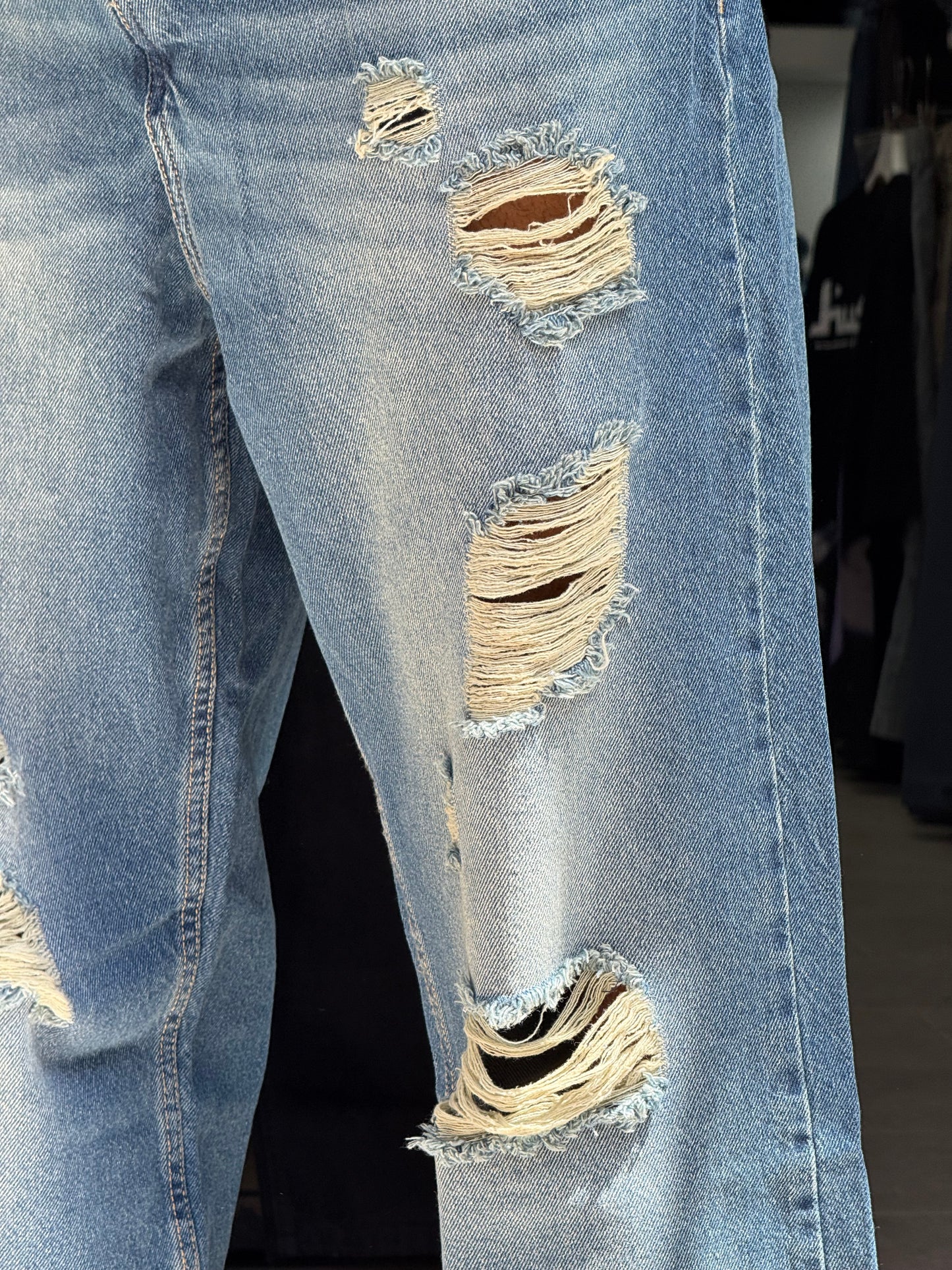 BAGGY JEANS BLEU PR DECHIRE