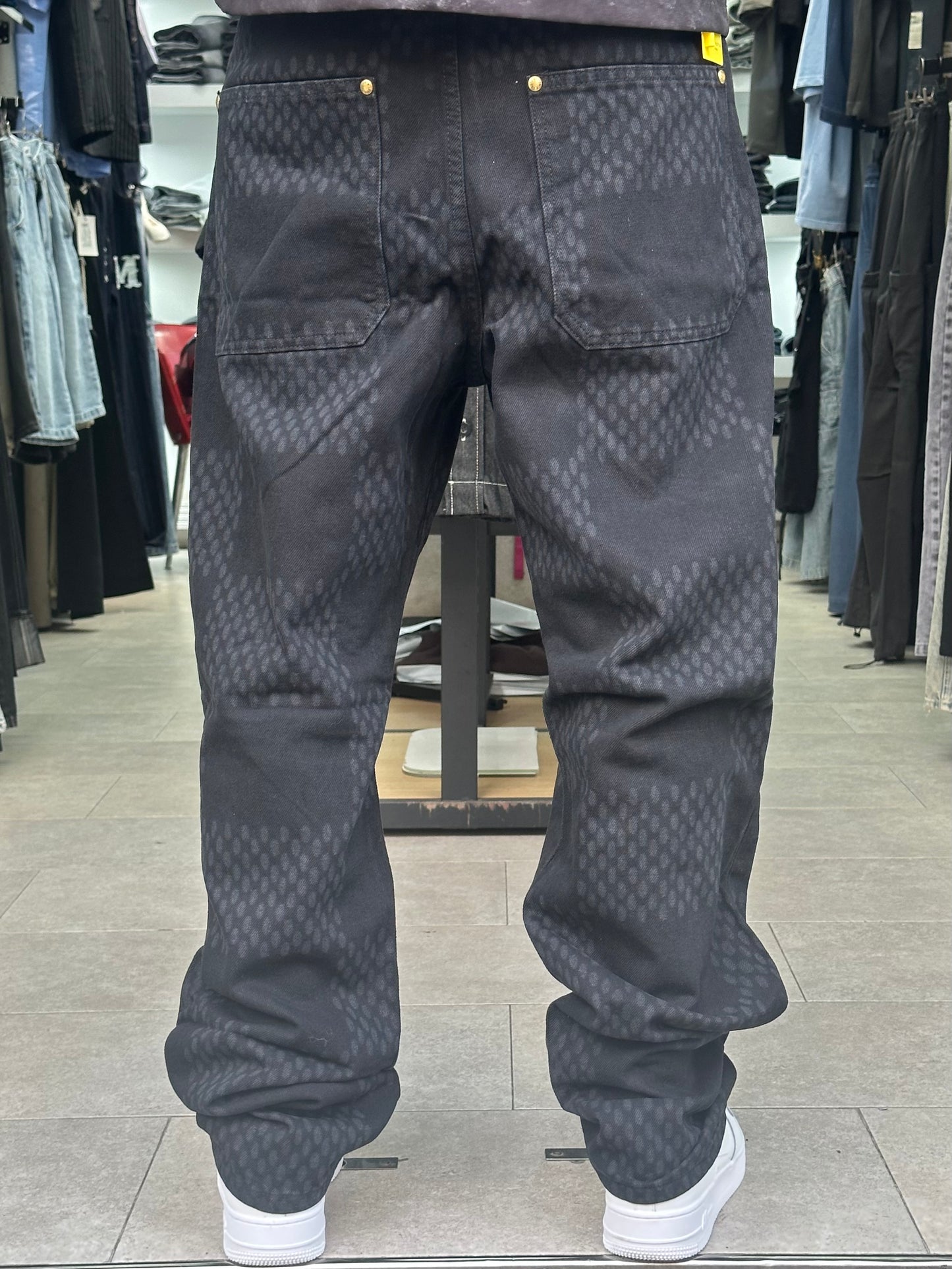BAGGY JEANS LV CARREAUX LASER NOIR