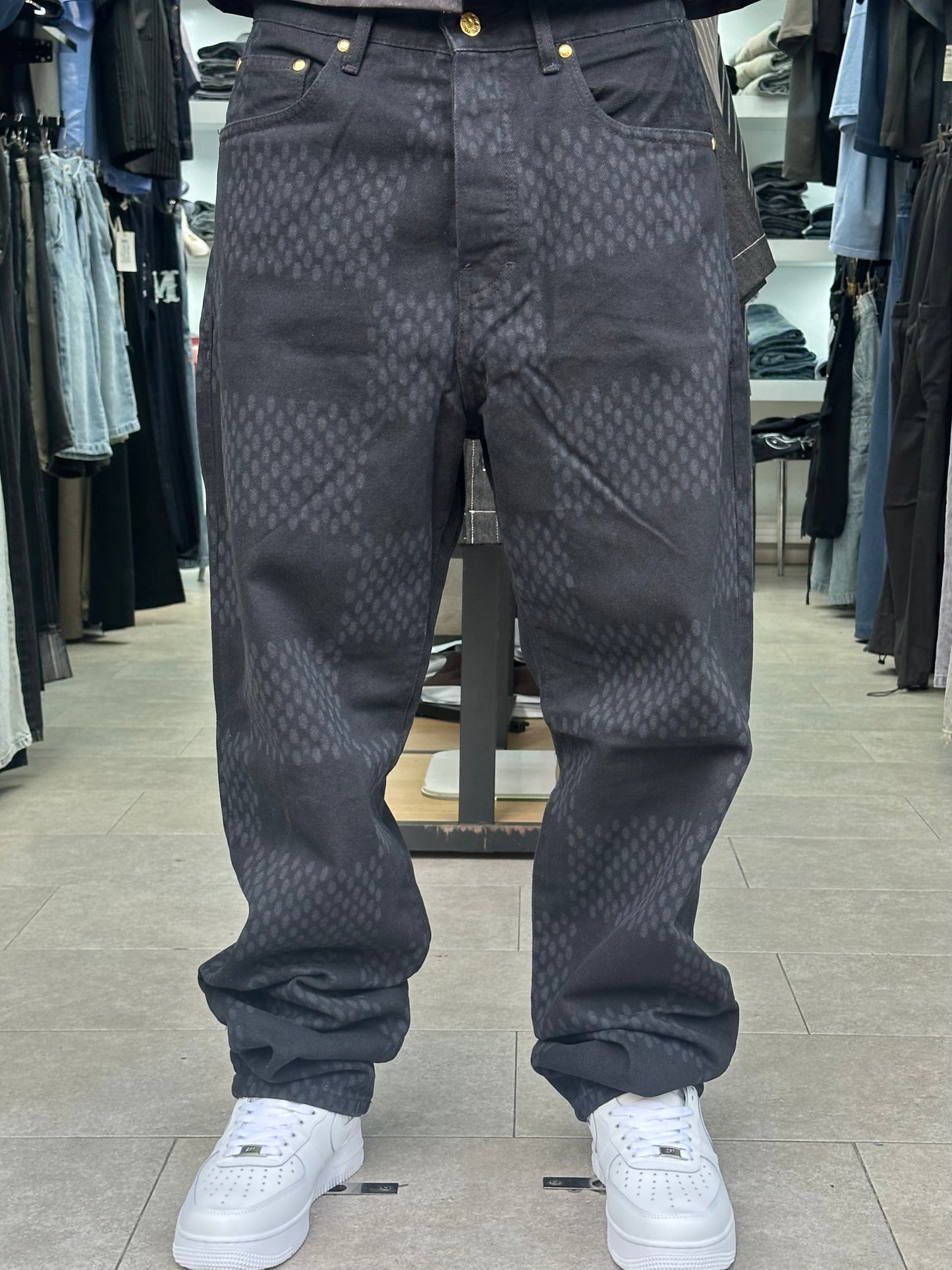 BAGGY JEANS LV CARREAUX LASER NOIR