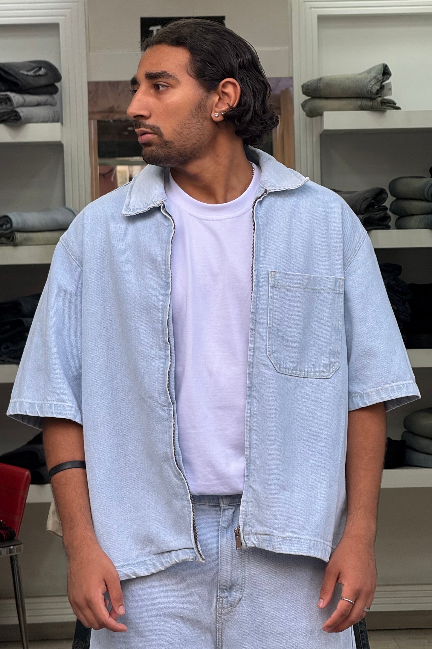 ENSEMBLE JEANS AVEC SHORT DELAVE