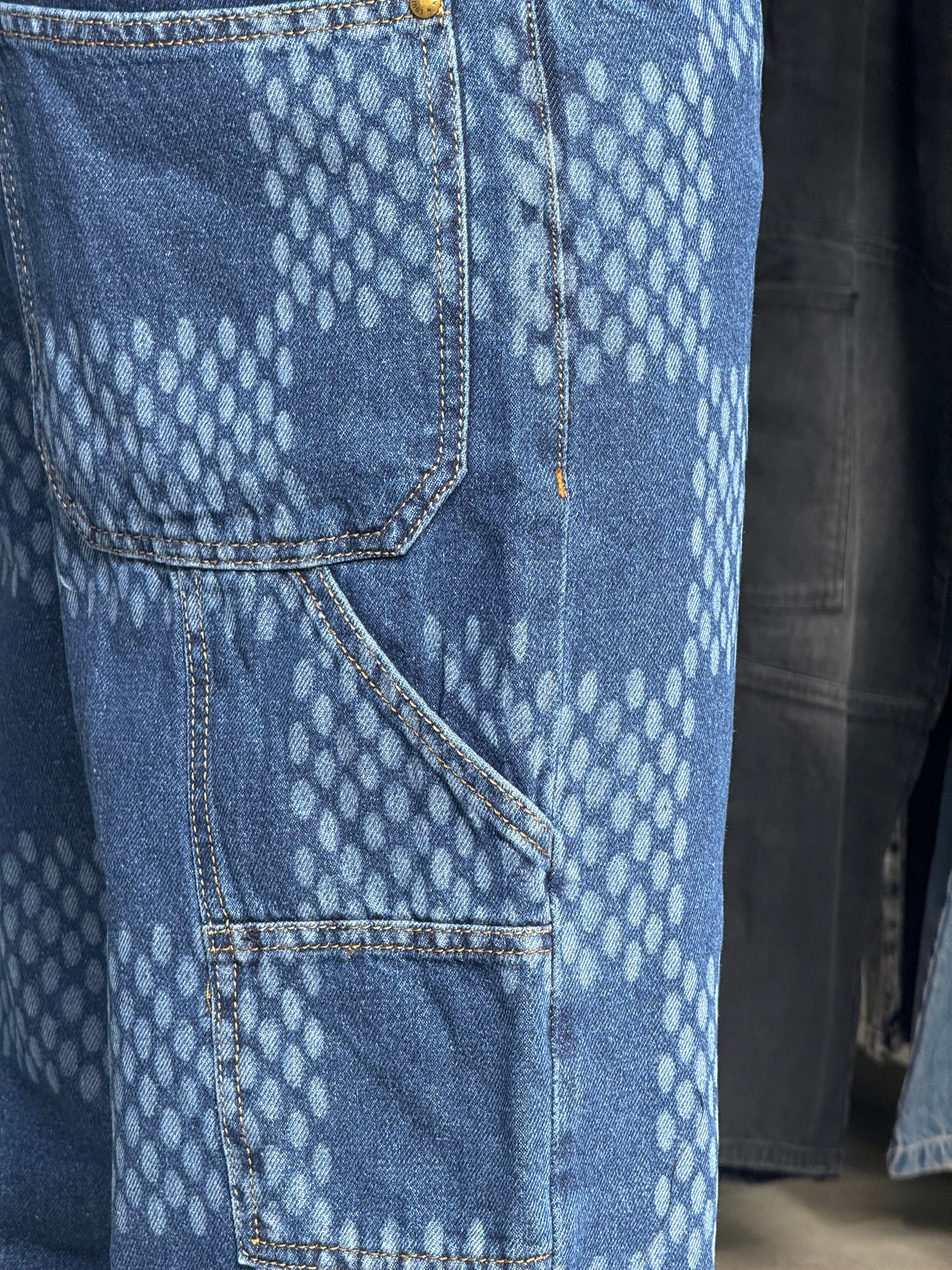 BAGGY JEANS LV LASER CARREAUX BLEU