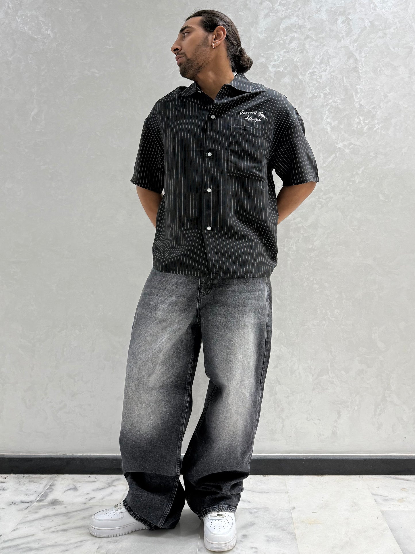 CHEMISE RAYEE LIFE STYLE NOIR (ES) E40-10
