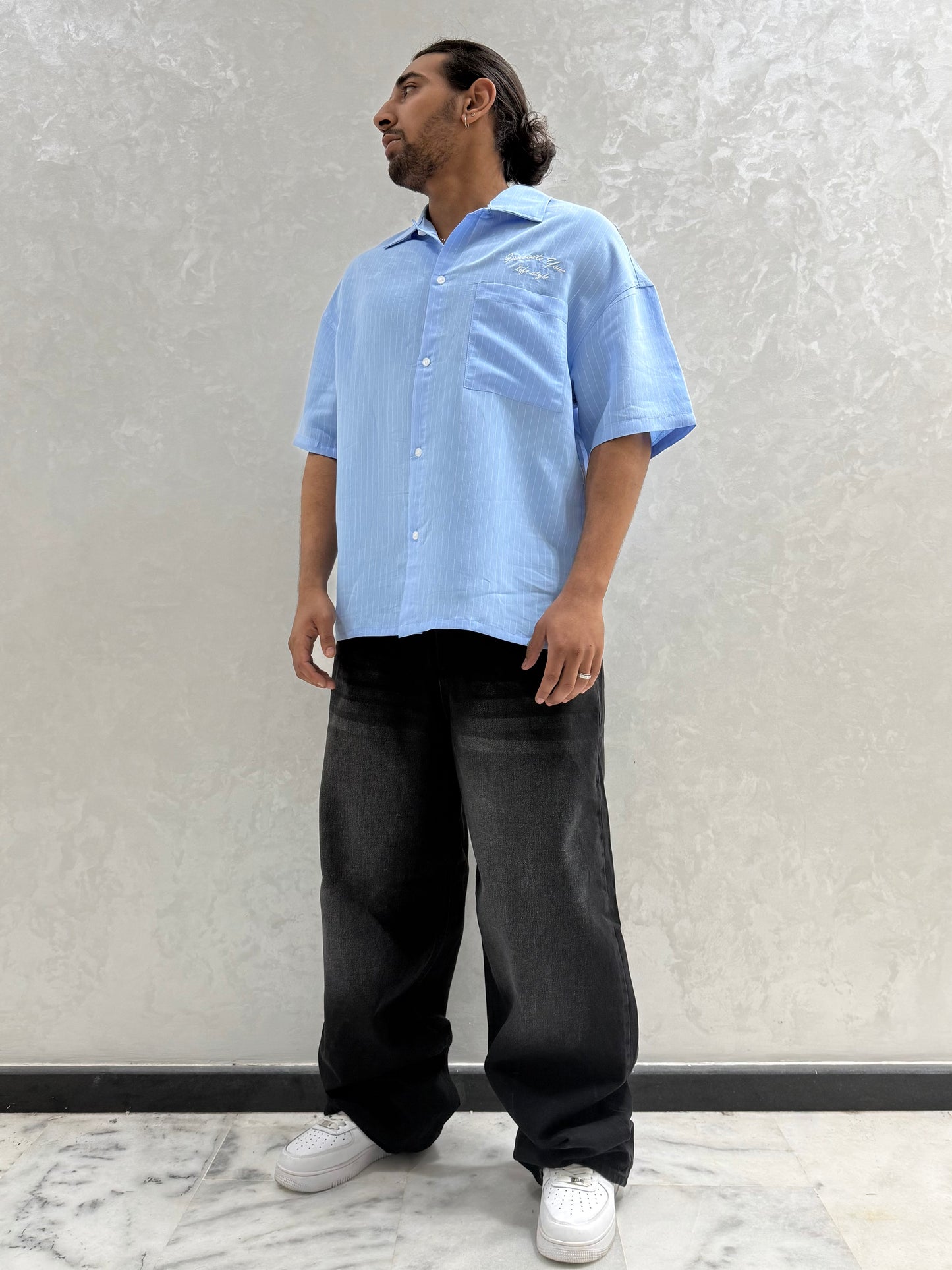 CHEMISE RAYEE LIFE STYLE BLEU (ES) E40-10