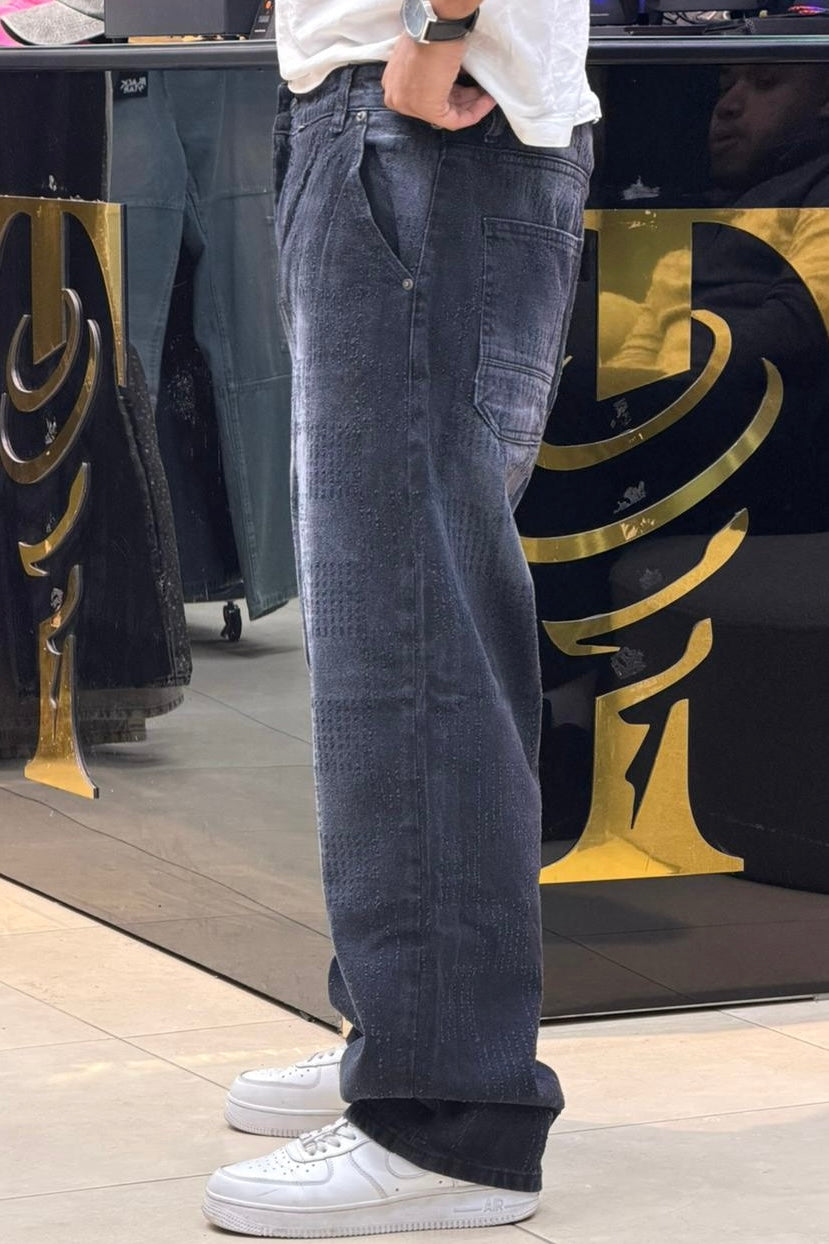 BAGGY JEANS CARREAU LASER NOIR