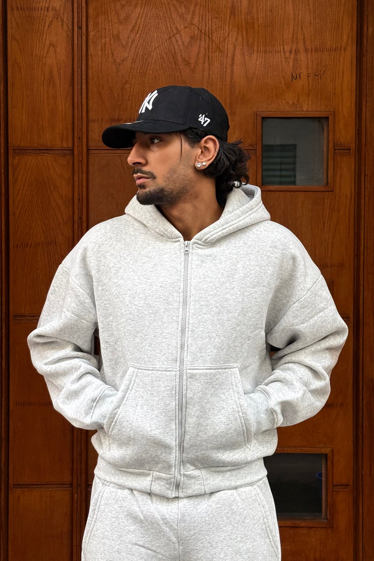 HOODIES CROP ZIP BASIC GREY OVX