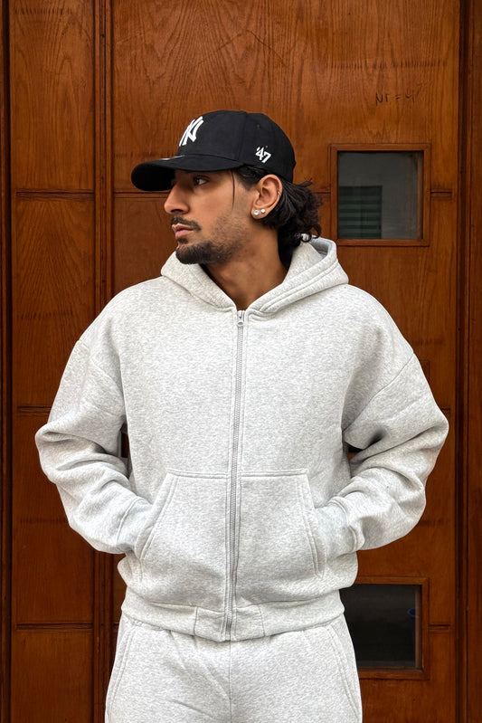 HOODIES CROP ZIP BASIC GREY OVX/BS