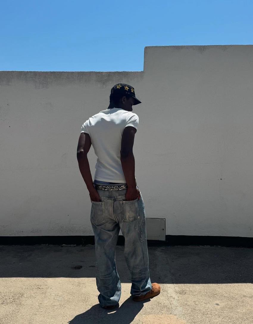 BAGGY JEANS IMPRIME BLEU BERSHKA