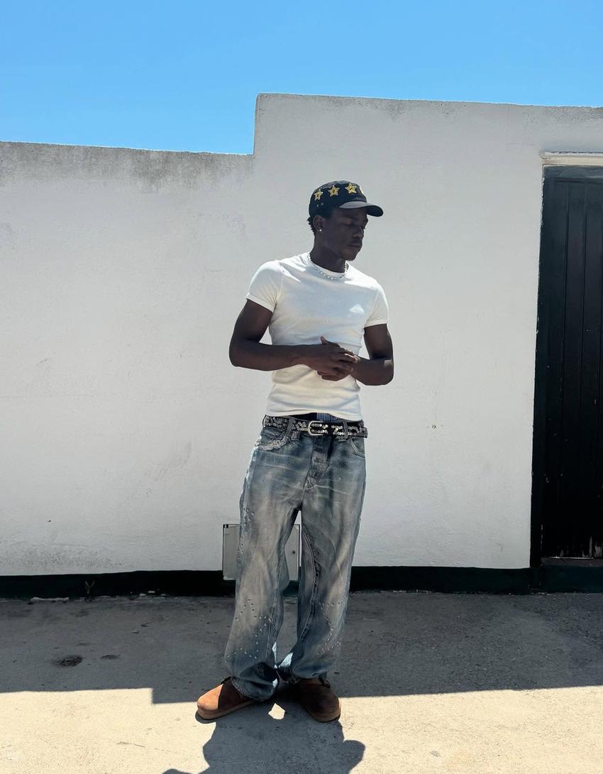 BAGGY JEANS IMPRIME BLEU BERSHKA