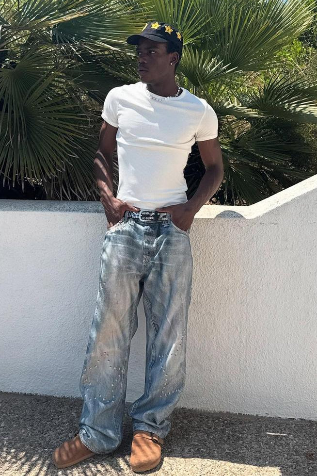 BAGGY JEANS IMPRIME BLEU BERSHKA