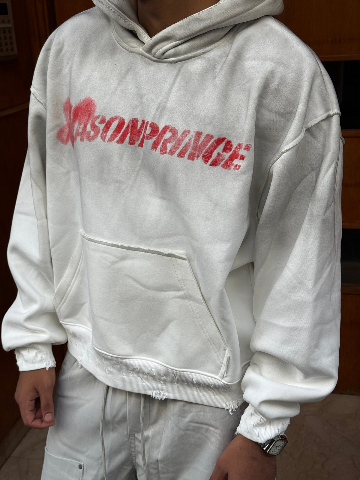 HOODIES CROP ASONPRINCE WASHED WHITE CN