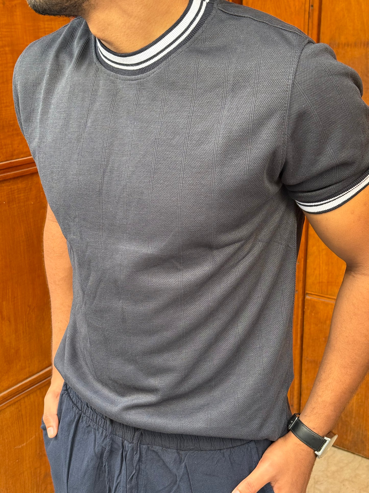 T-SHIRT SLIM FIT DARK BLUE NGR 023