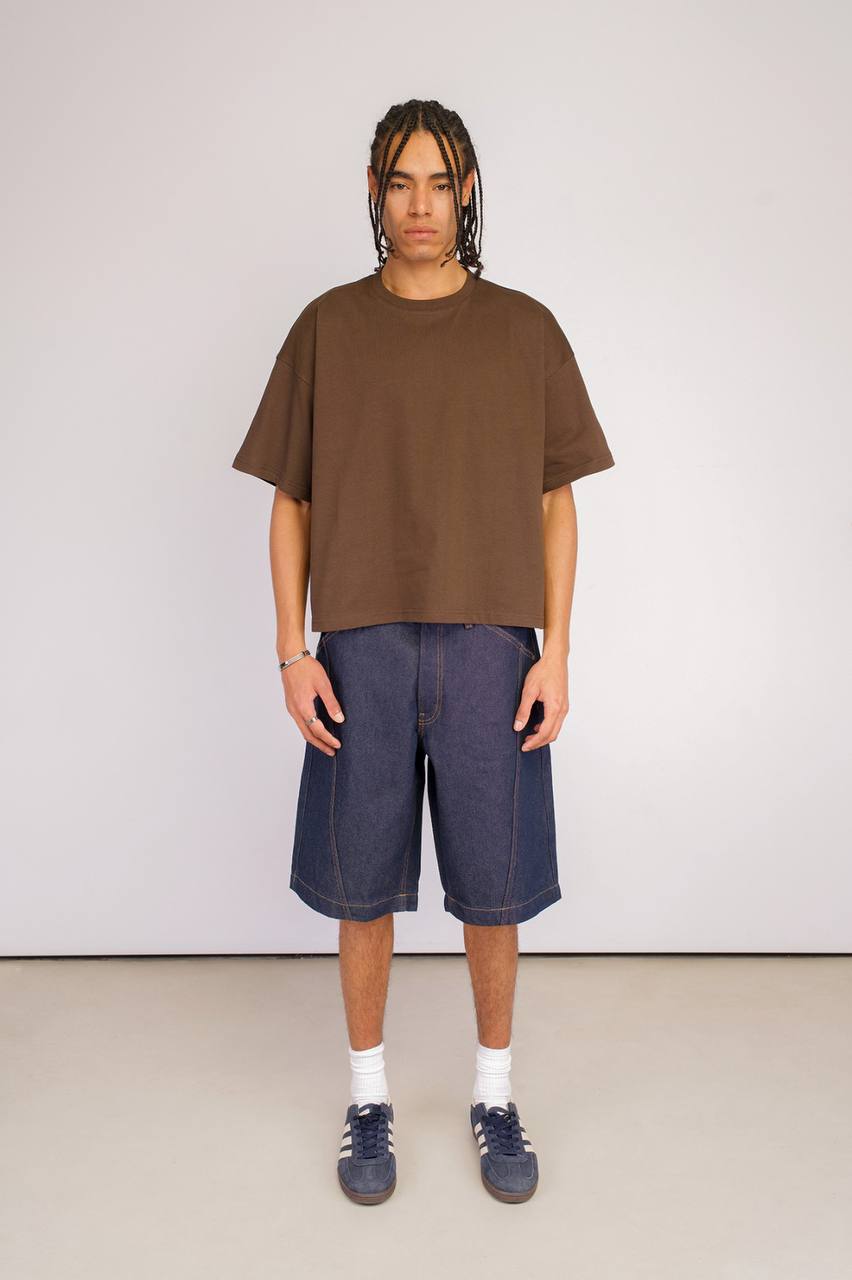 T-SHIRT CROP BASIC BROWN 20-206