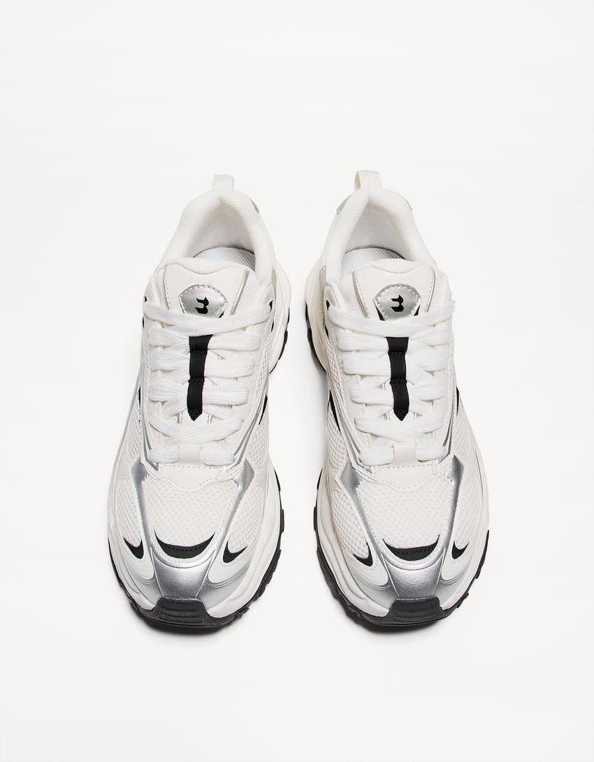 Multi-piece sneakers white BERSHKA