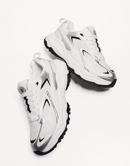 Multi-piece sneakers white BERSHKA