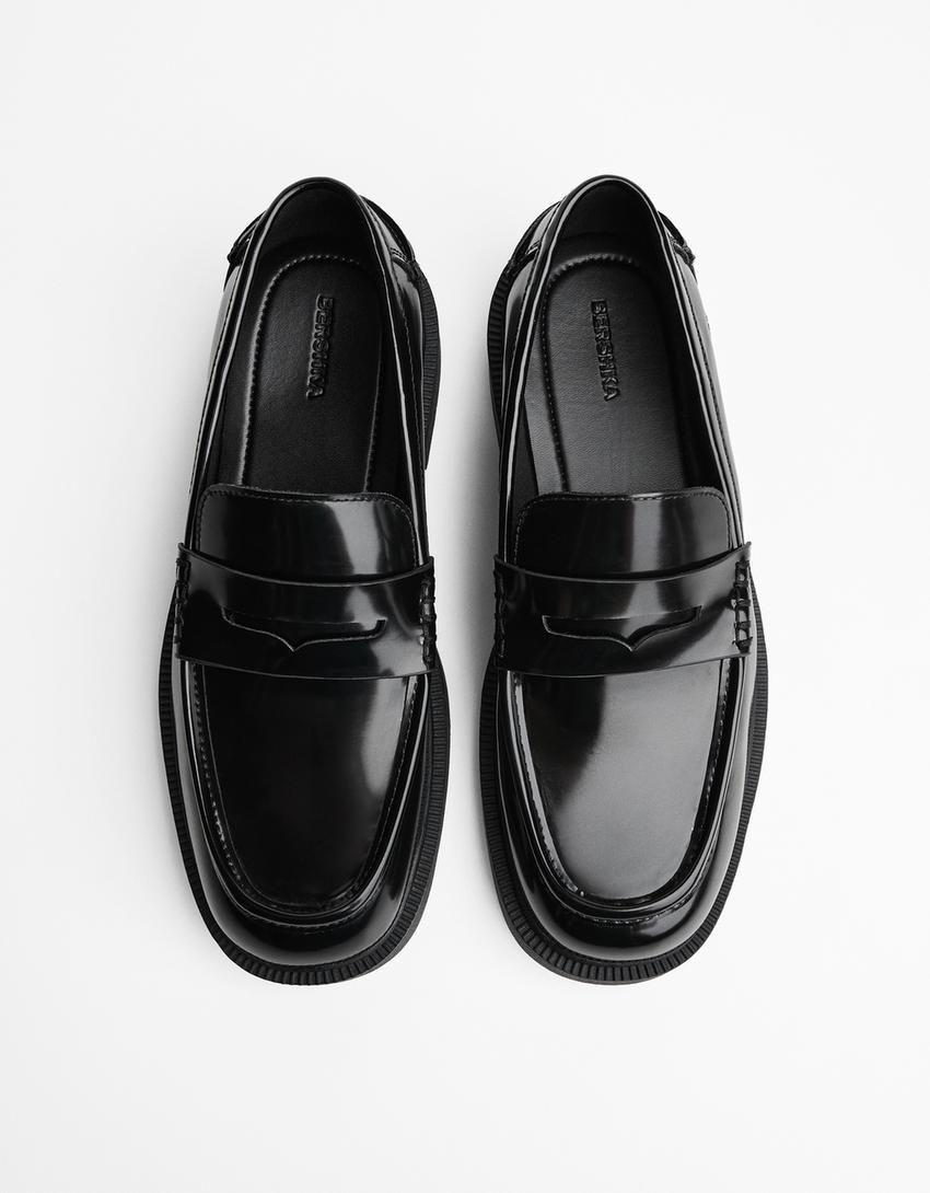 Loafers with square toe black BERSHKA ORIGINAL