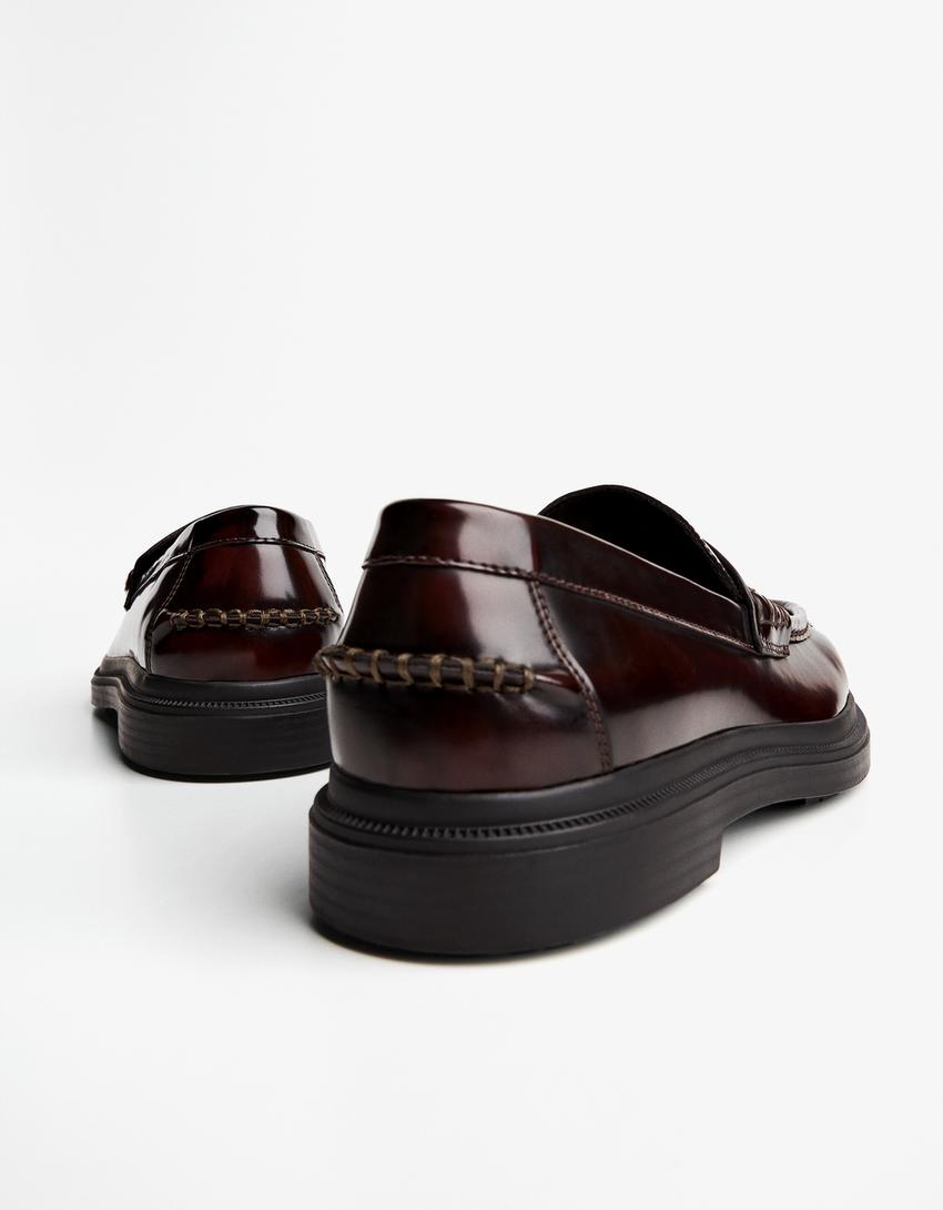 Loafers with square toe BROWN BERSHKA ORIGINAL
