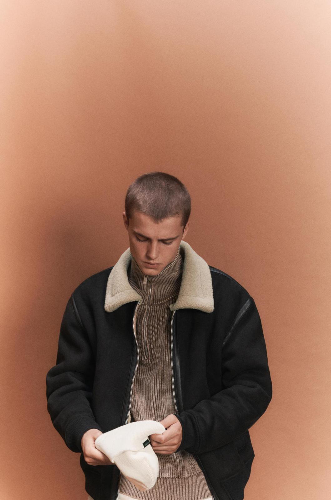 Faux shearling jacket black P&B