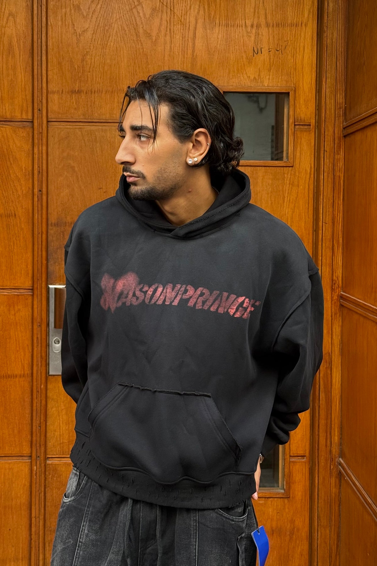 HOODIES CROP ASONPRINCE WASHED BLACK CN