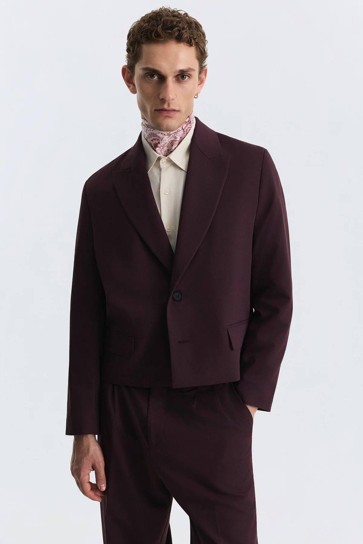 COSTUME CROP BURGUNDY ANT