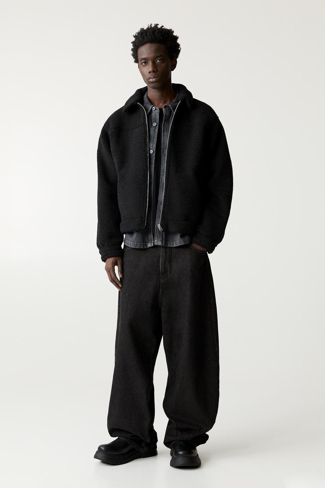 Faux shearling jacket black P&B