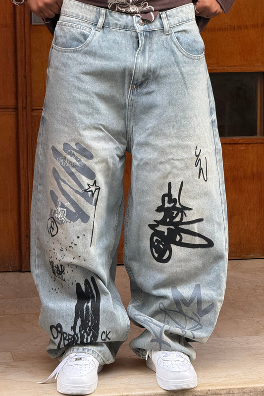 SUPPER BAGGY JEANS GRAFFITI DIRTY