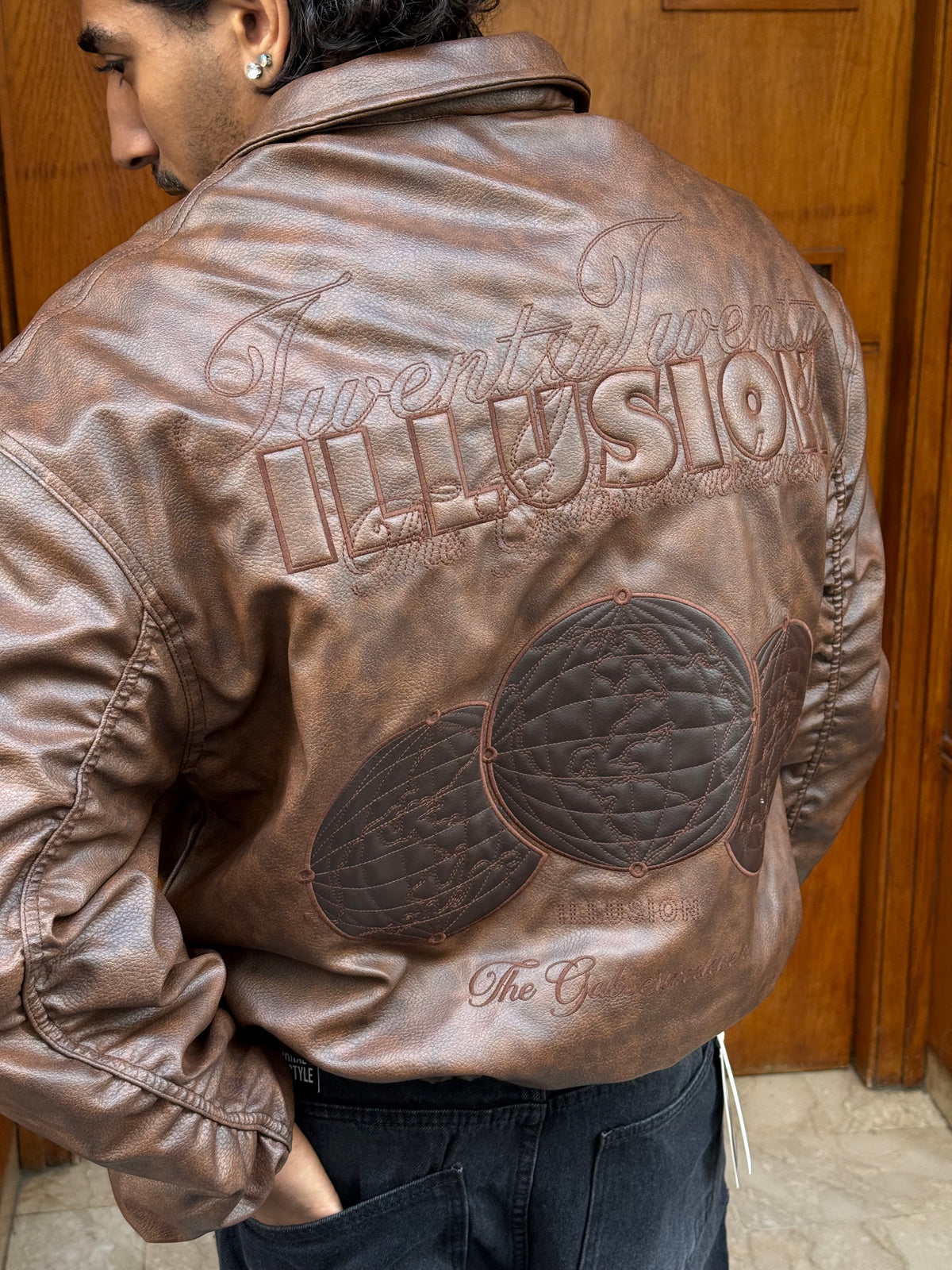 LEATHER JACKET ILLUSION BROWN RT 153