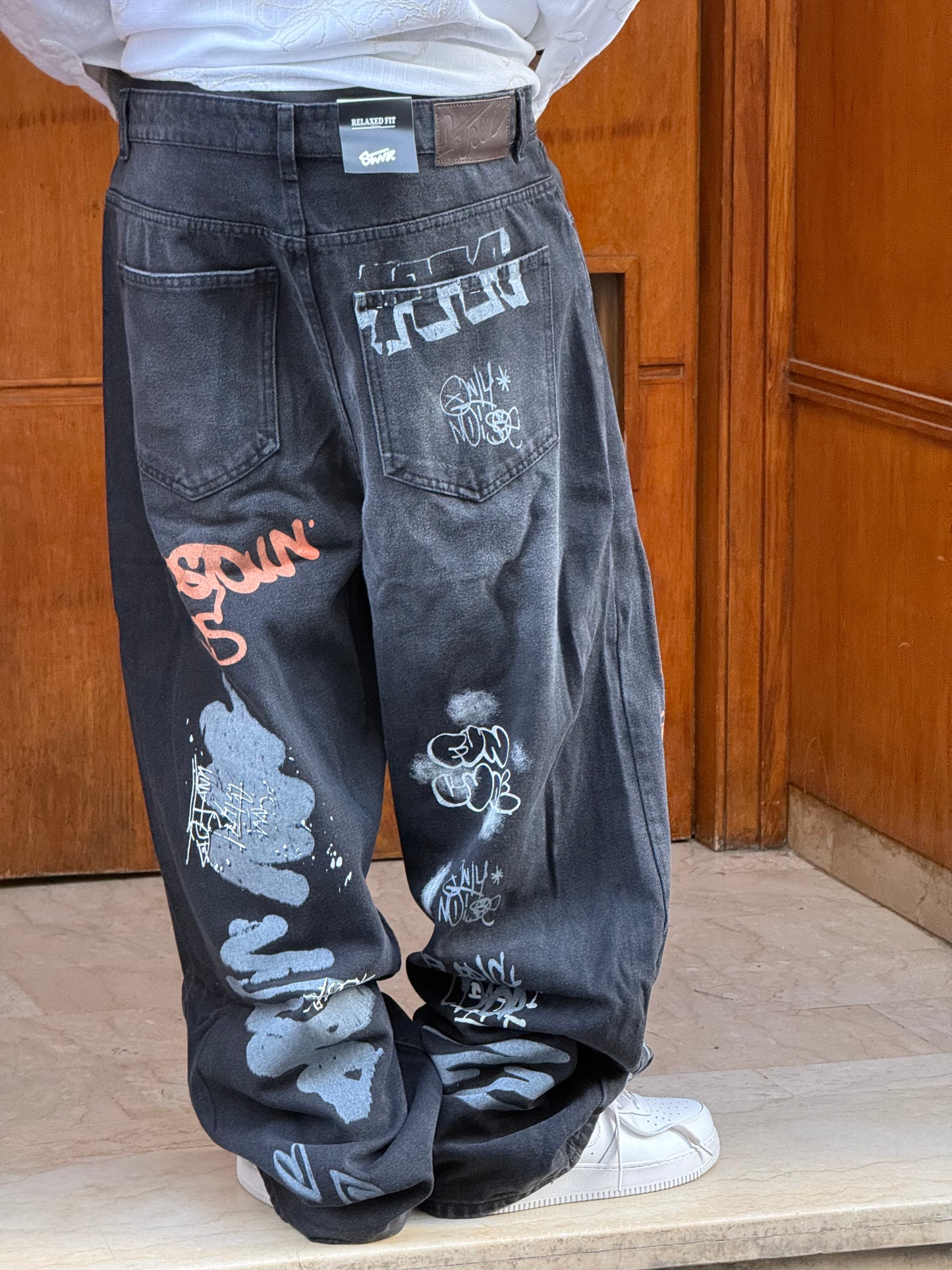 SUPPER BAGGY JEANS GRAFFITI NOIR