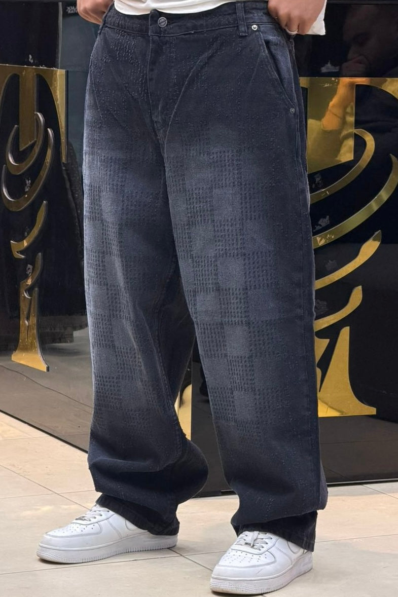 BAGGY JEANS CARREAU LASER NOIR