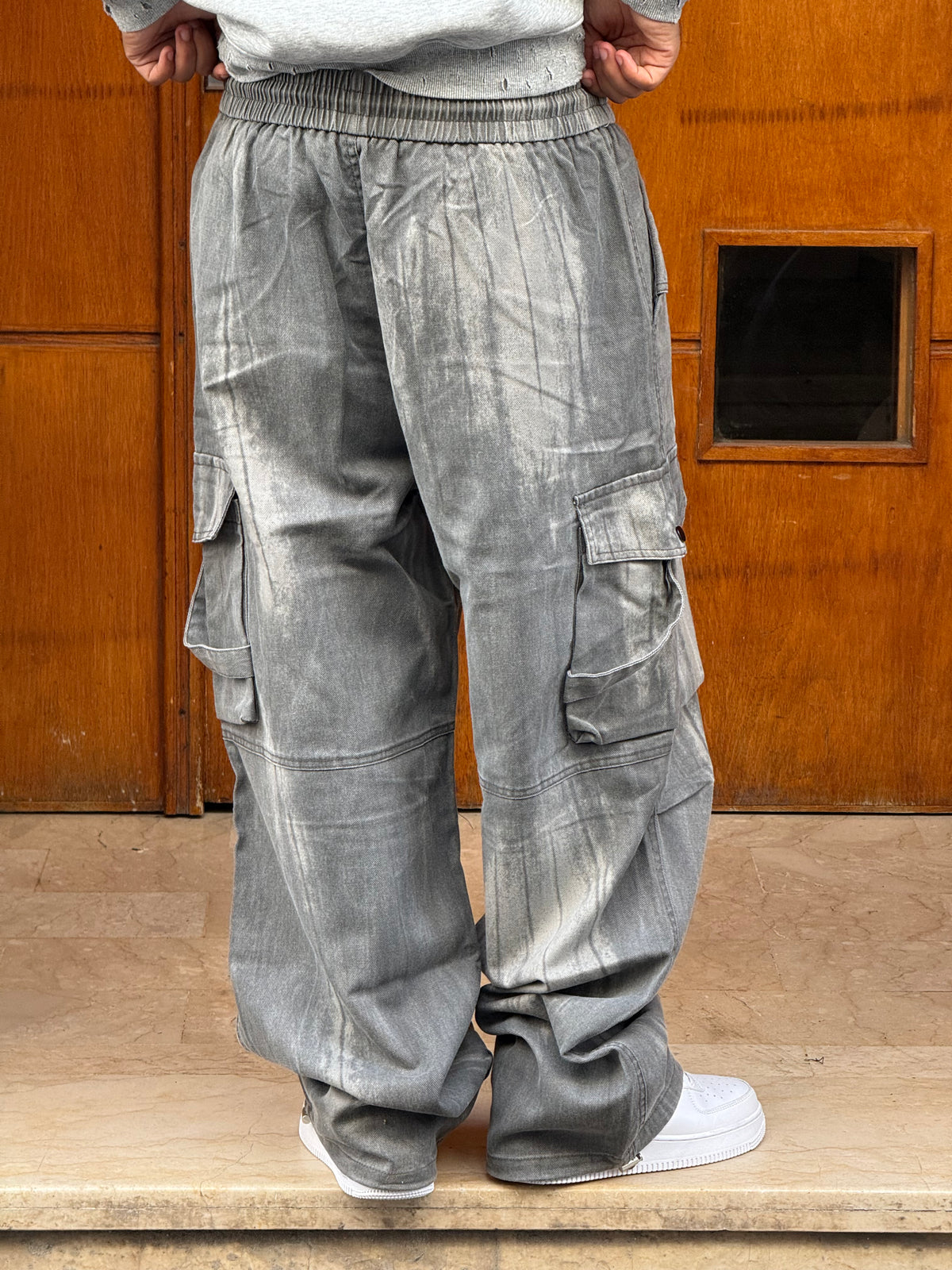 CARGO JEANS WASHED GREY CN