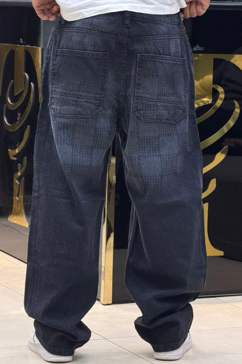 BAGGY JEANS CARREAU LASER NOIR