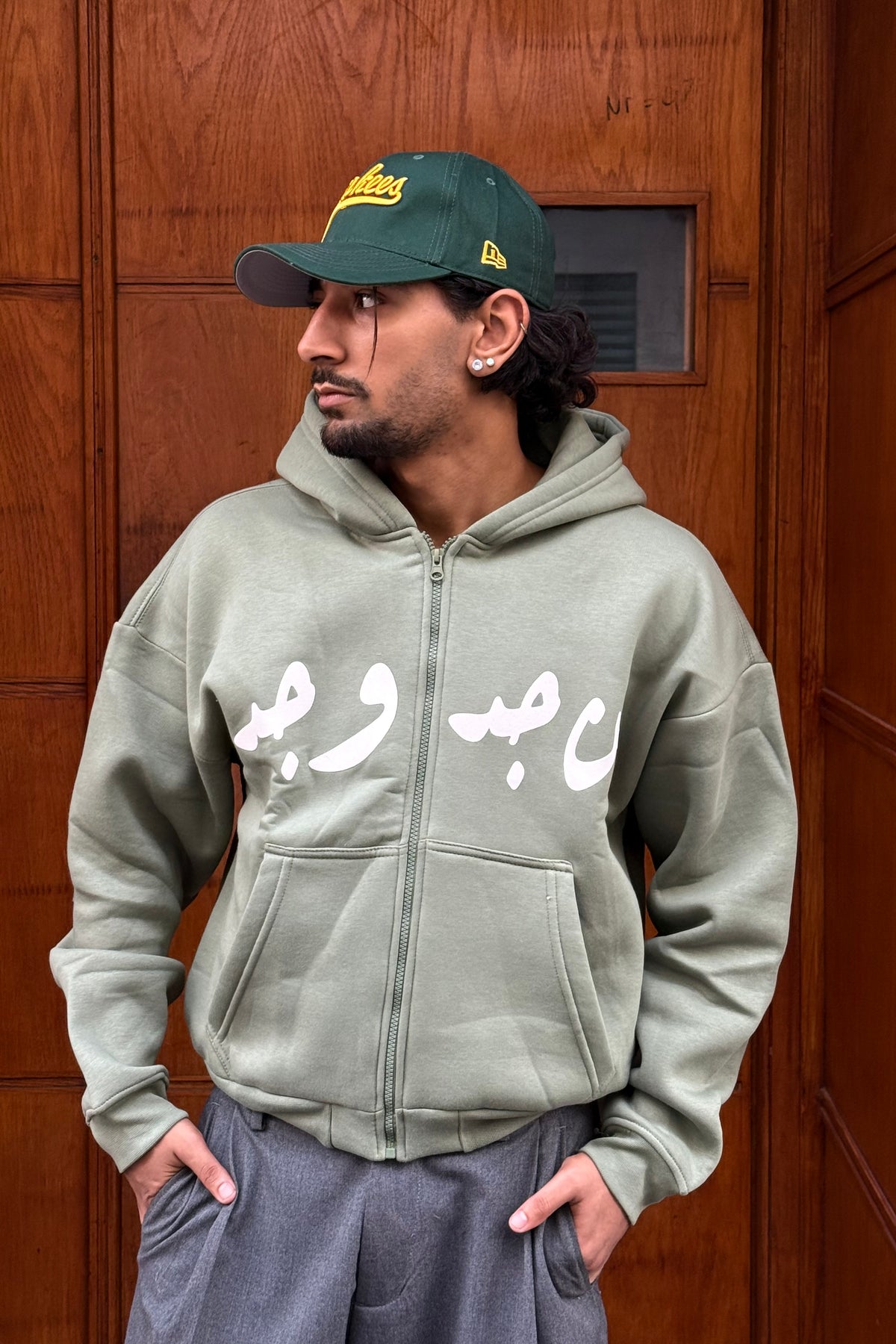 HOODIES ZIP CROP ( من جد وجد ) GREEN OVX