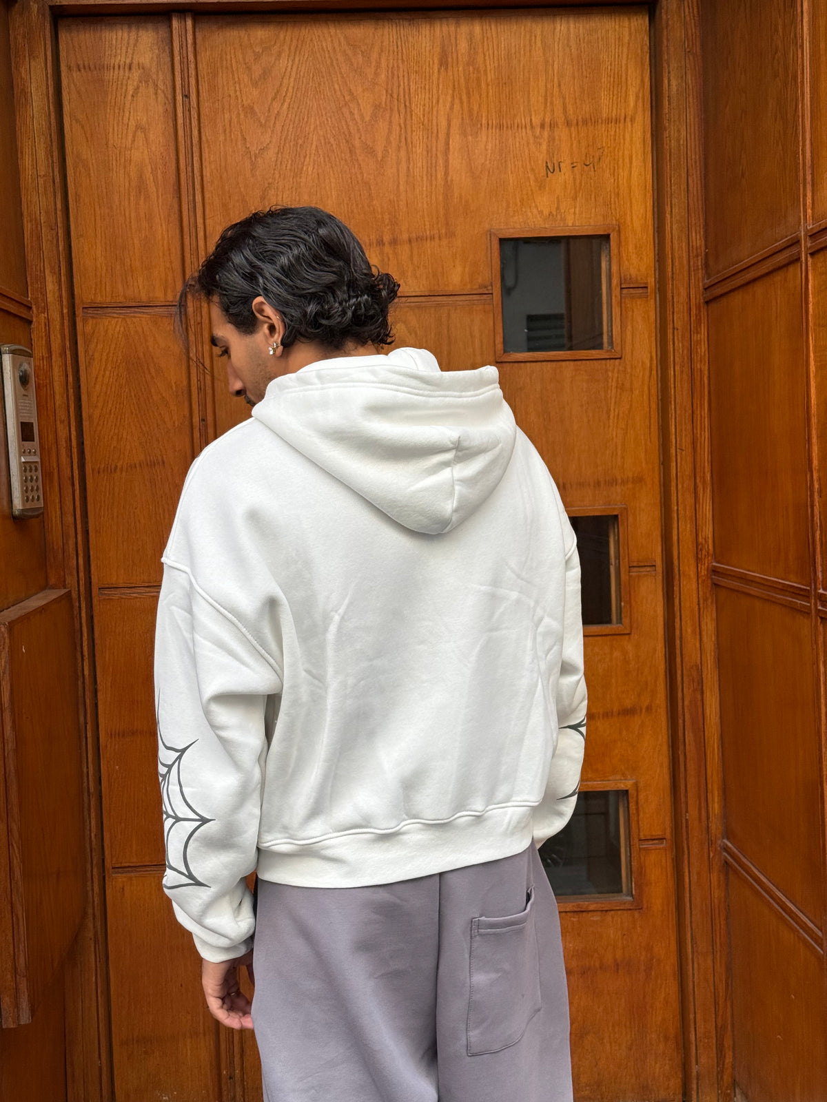 HOODIES CROP ZIP SPIDER WHITE BL